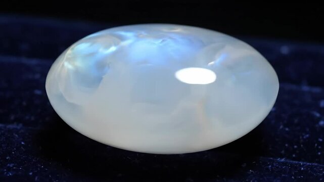 A luminous Moonstone gem displaying iridescent luster and reflective glow