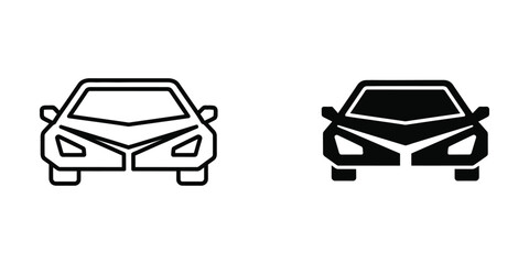 Obraz premium Two stylized icons of a car with different color schemes and damage