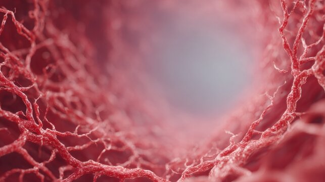 Red Vein Network Inside Human Body Macro View Abstract Medical Illustration