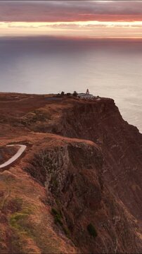 Ponta do Pargo Lighthouse cliff view Madeira Portugal sunset