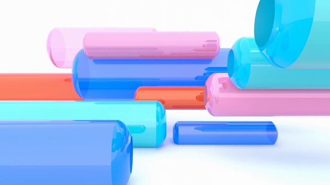 Colorful 3D Geometric Bars Seamless Loop Abstract Background
