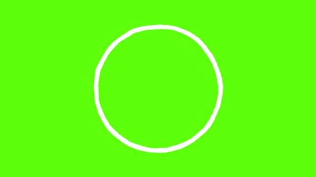 Animated expanding concentric circles on green screen, minimalist target or ripple effect for motion backgrounds.