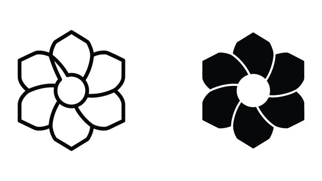Contrasting stylized flower designs in black and white outlines
