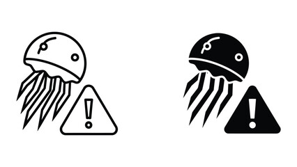 Contrasting jellyfish icons with warning signs for different visual styles © Jahidul