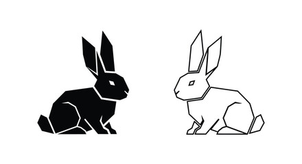 Obraz premium Black and White Rabbit Silhouette Vector Designs Vector