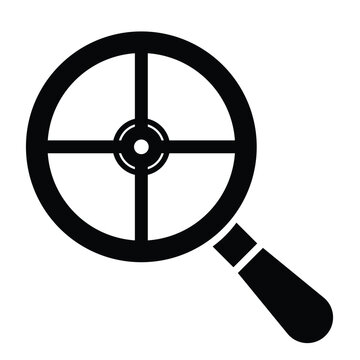 Magnifying glass marketing targeting silhouette vector flat illustration design on a white background