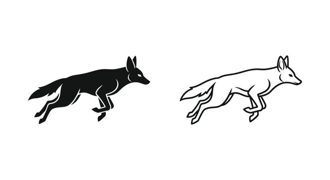 Canine Silhouette Running Animals Vector Designs Vector