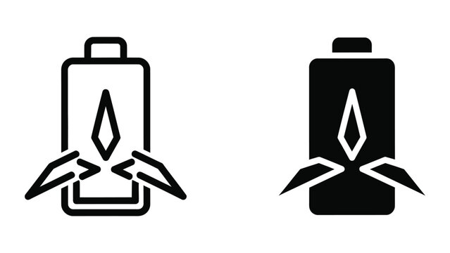 Comparison of traditional and modern battery icons with recycling symbols
