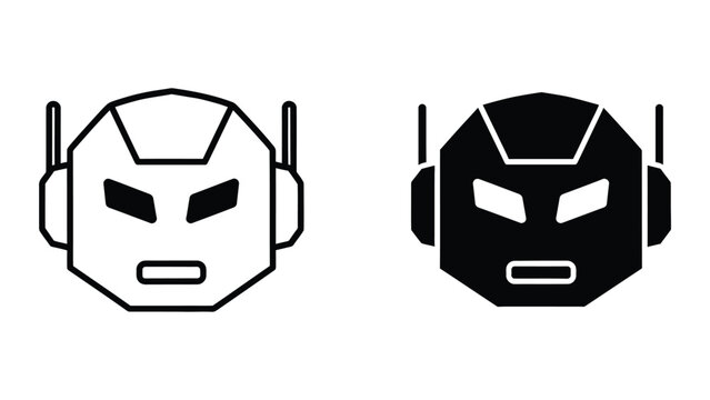 Contrast between a simple and a bold graphic robot head design