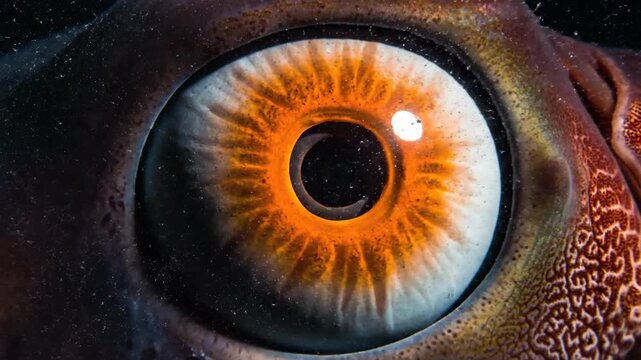 A close up look at a squids amazing eye