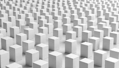 Fototapeta premium a vast arrangement of white cubes. These white cubes create a repetitive pattern across the entire scene, emphasizing uniformity and order.