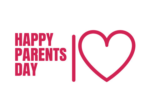 A heartwarming graphic design celebrating Happy Parents Day with a pink heart and text