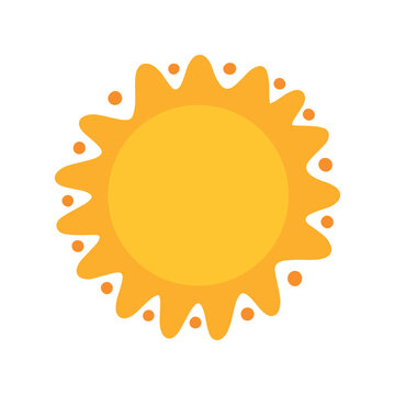 A creative and playful sun icon featuring rounded, blobby rays accented with small dots. Perfect for artistic stationery, fun fabric patterns, and summer youth branding.