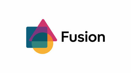 Fototapeta premium This logo design for Fusion features colorful geometric shapes, illustrating creativity and collaboration, suitable for branding or corporate identity.