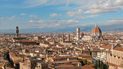 Obraz premium Florence cityscape showing florence cathedral and palazzo vecchio