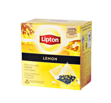 Lipton lemon black tea pyramid teabags box