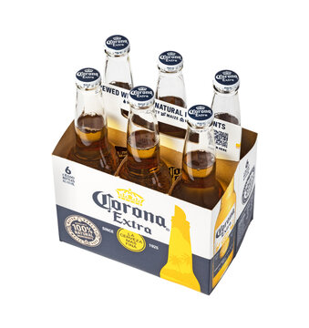 Corona extra beer six pack with transparent background