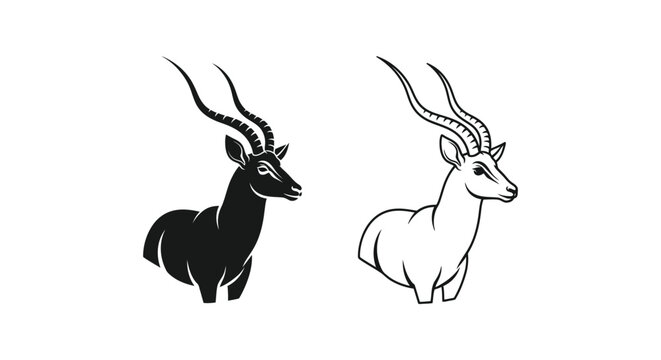 Gnu vs Antelope: Iconic African Wildlife Silhouettes Vector