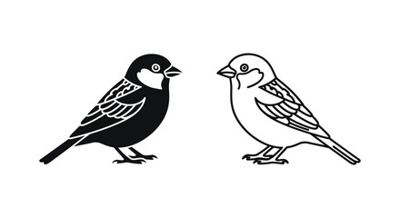 Fototapeta premium Black and White Bird Silhouettes Nature Illustration Vector