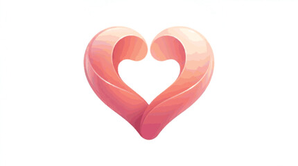 Fototapeta premium A beautifully sculpted, glossy pink heart shape with a delicate, flowing, and elegant design, symbolizing love and affection on a clean white background