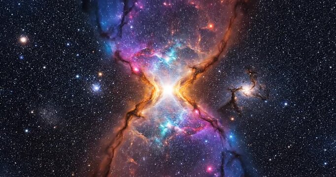 Vibrant colorful nebula in space.