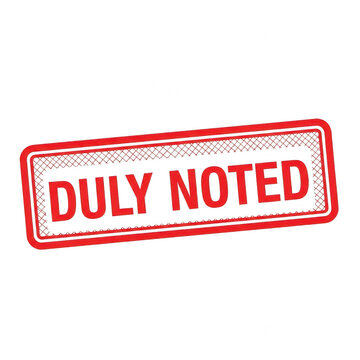 Red rubber stamp with duly noted text