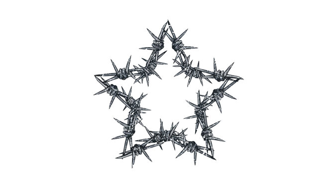 Barbed wire star shape on white background