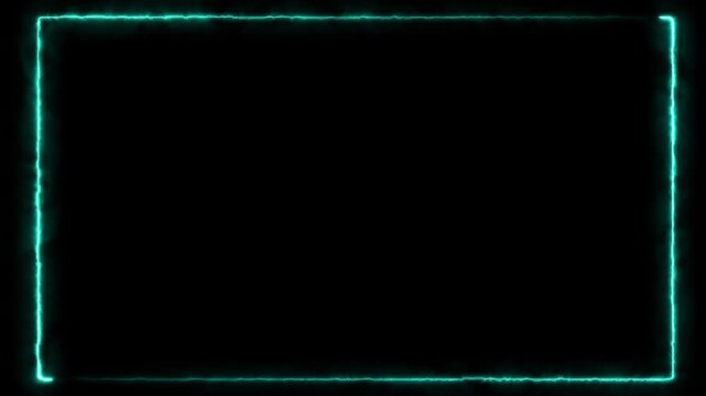 Burning neon light rectangle frame loop animated background. Burning neon lights frame box animation seamless loop, alpha channel, Fire line glowing rectangle border 4k video ...