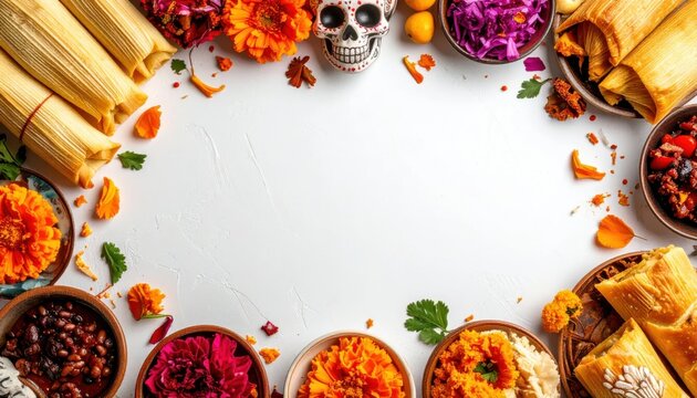 Day of the Dead Celebration Food and Decorations.