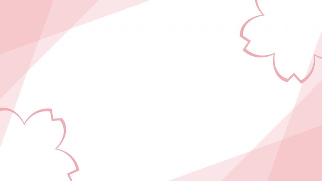 桜とシンプルなビジネスコーナーフレーム 桜色 パターン04 背景 白 ループ