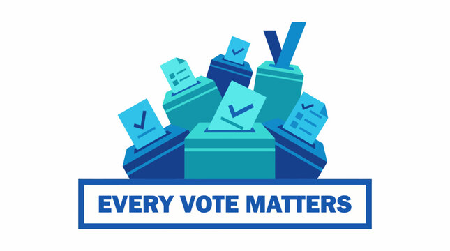 This image illustrates multiple ballot boxes emphasizing the vital role of voting in a democracy, highlighting civic duty and the importance of each individual's voice.