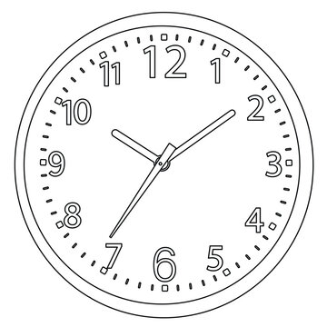 Line Art Wall Clock Vector Illustration