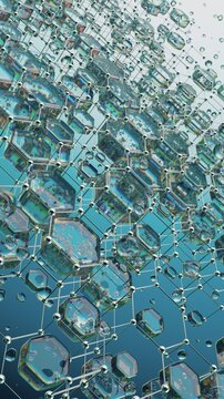 Abstract Image of a Molecular Hexagonal Network With Shiny Spherical Elements