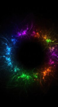 An abstract visualization showing a powerful, dark nullifying field absorbing surrounding colorful energy patterns, creating a silent, complete void, mystery, boundary, graphic