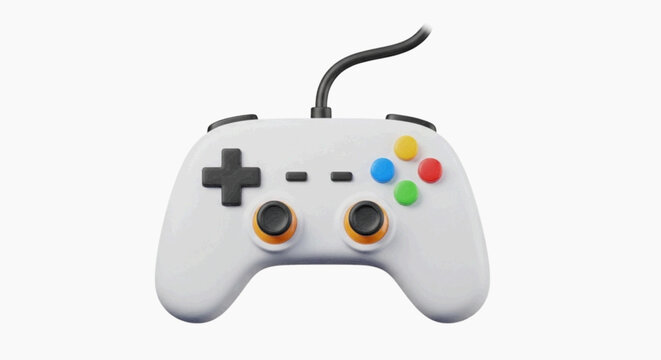 Vector illustration&nbsp;of modern white video game controller on a transparent background