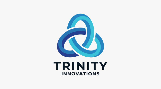 A sleek and modern logo design featuring interlocking blue shapes symbolizing innovation, collaboration, and connectedness, perfect for a tech or consulting business.