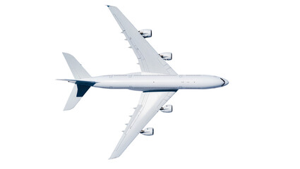 White jumbo jet airplane with four engines, isolated on transparent background © Ozols