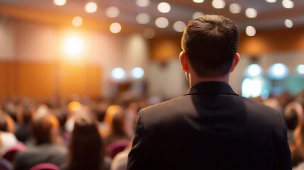 Fototapeta premium Audience attending presentation in conference room representing education, business and public speaking concept.