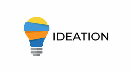 A vibrant light bulb graphic, wrapped in blue and orange, represents the concept of 'ideation', emphasizing creativity and innovative thinking in a modern context for businesses. © Liutao