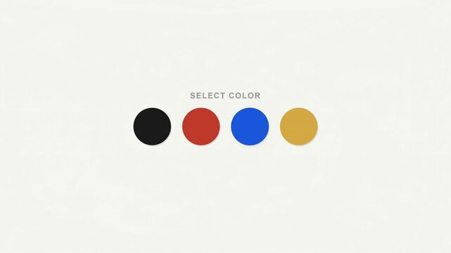 Dynamic user interface animation demonstrating color selection with a smooth checkmark transition. Ideal for e-commerce, app development, and interactive design projects requiring color choice.