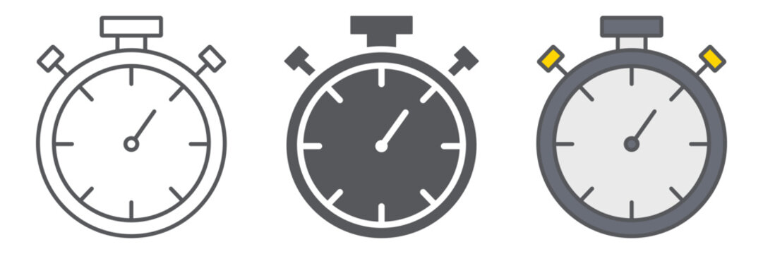 Stopwatch line icon, measure and countdown, timer sign, vector graphics, a linear pattern on a white background.