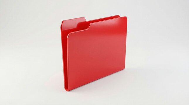 Red plastic file folder, office organizer, desk accessory, stationery