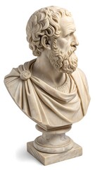 Fototapeta premium Marble bust of a thoughtful ancient Greek philosopher on pedestal