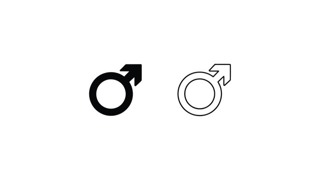 male gender symbol icons set with solid and outline styles minimal flat design masculinity sign isolated on light background vector