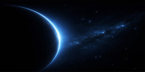 blue planet earth glowing in space with sun light and stars in the universe © Ashraful
