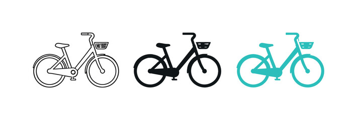 Obraz premium Urban sustainability context depicted as a public bicycle with step-through frame, saddle, handlebars, and chain guard shown in