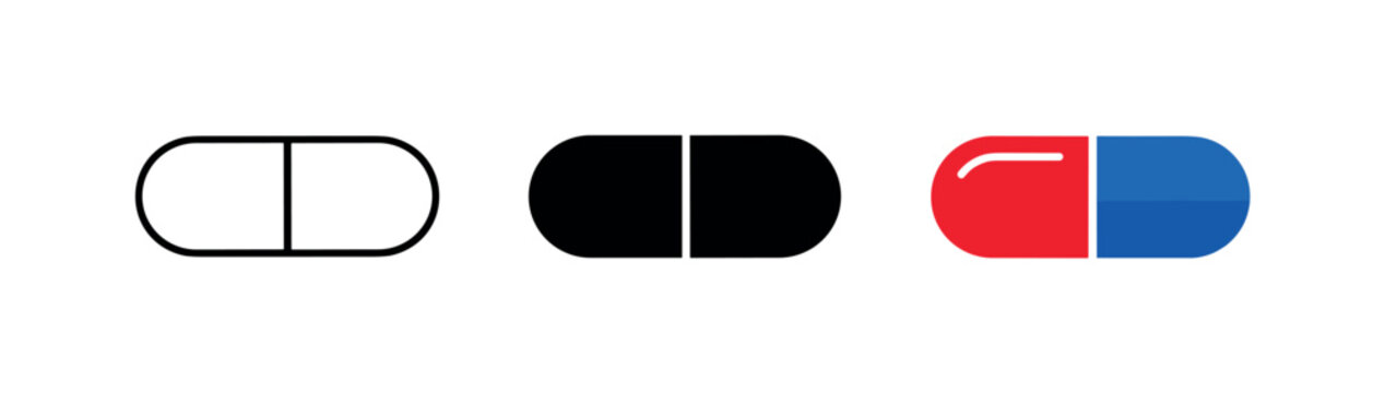 Pharmaceutical treatment concept illustrated by matching medicine pill capsule icons aligned horizontally with identical