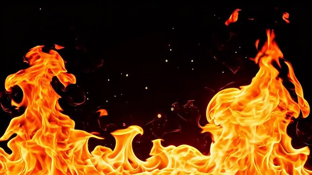 Abstract fire flames on black background