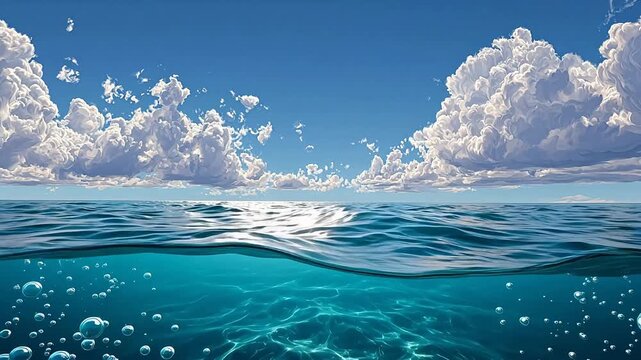 Ocean and sky with clouds