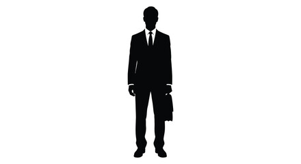 A formal businessman stands with a briefcase a striking silhouette © Kuntol02